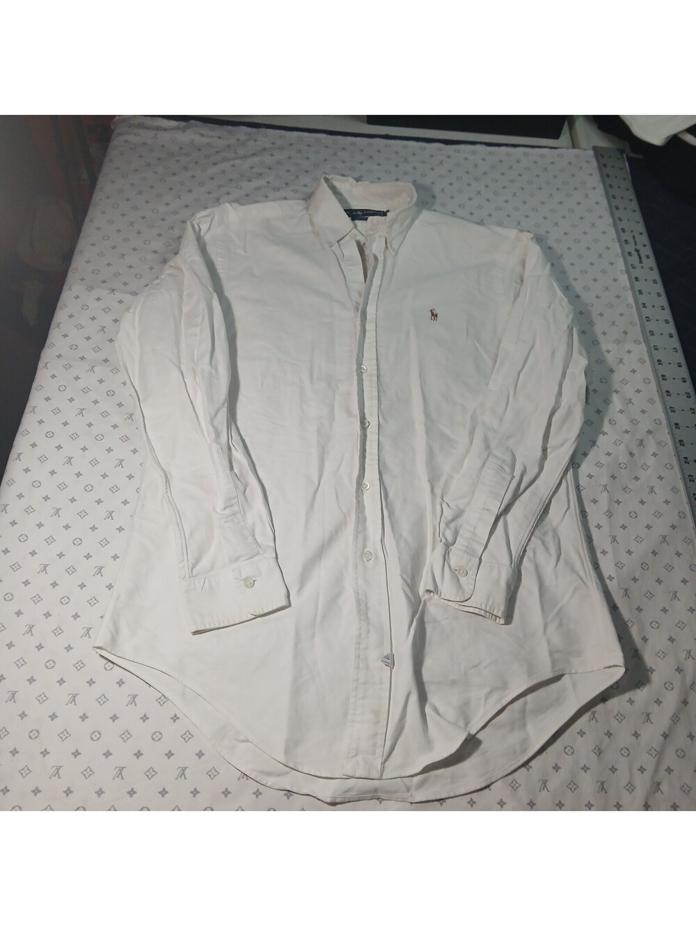 Vintage Ralph Lauren White Button Down Oxford Shirt Mens Size 15 33 Long Sleeve